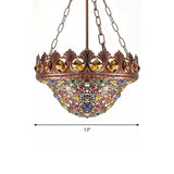 3 Bulbs Metal Chandelier Pendant Light Bohemian Brass Bowl Dining Room Suspension Lighting Clearhalo 'Ceiling Lights' 'Chandeliers' Lighting' options 403115