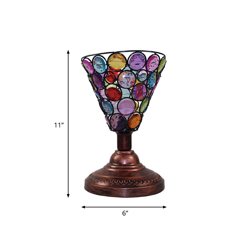 Bell/Cone Bedroom Night Table Lamp Decorative Metal 1 Light Copper Nightstand Lighting, 5.5"/6" Wide Clearhalo 'Lamps' 'Table Lamps' Lighting' 403140