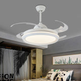42" Width Simplicity Round Ceiling Fan Lighting LED Acrylic Semi Flush Light Fixture in White for Bedroom, 8 Clear Blades White Clearhalo 'Ceiling Fans with Lights' 'Ceiling Fans' 'Modern Ceiling Fans' 'Modern' Lighting' 403143