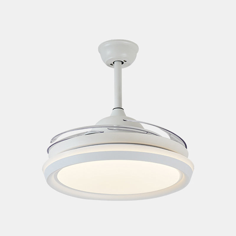 42" Width Simplicity Round Ceiling Fan Lighting LED Acrylic Semi Flush Light Fixture in White for Bedroom, 8 Clear Blades Clearhalo 'Ceiling Fans with Lights' 'Ceiling Fans' 'Modern Ceiling Fans' 'Modern' Lighting' 403146