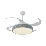 42" Wide Grey LED Hanging Fan Lighting Simplicity Metal Circle Semi Flush Ceiling Light for Bedroom, 8 Clear Blades Clearhalo 'Ceiling Fans with Lights' 'Ceiling Fans' 'Modern Ceiling Fans' 'Modern' Lighting' 403181