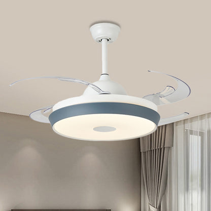Circular Acrylic Ceiling Fan Lamp Simple LED Living Room Semi Flush Mount Light in Grey with 8 Clear Blades, 42" Wide Grey Clearhalo 'Ceiling Fans with Lights' 'Ceiling Fans' 'Modern Ceiling Fans' 'Modern' Lighting' 403208