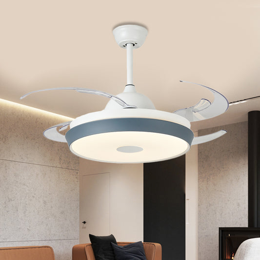 Circular Acrylic Ceiling Fan Lamp Simple LED Living Room Semi Flush Mount Light in Grey with 8 Clear Blades, 42" Wide Clearhalo 'Ceiling Fans with Lights' 'Ceiling Fans' 'Modern Ceiling Fans' 'Modern' Lighting' 403209