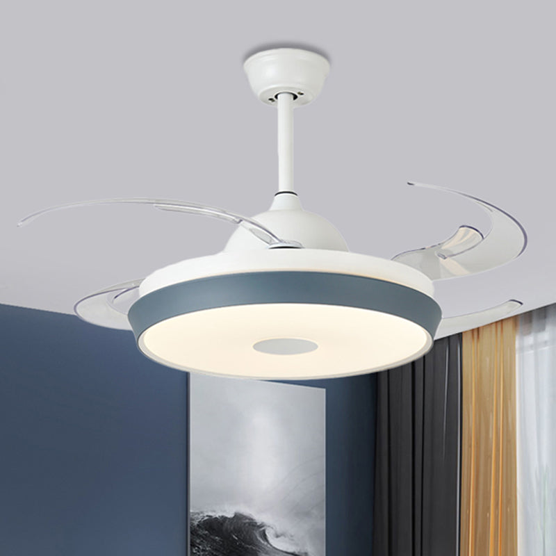 Circular Acrylic Ceiling Fan Lamp Simple LED Living Room Semi Flush Mount Light in Grey with 8 Clear Blades, 42" Wide Clearhalo 'Ceiling Fans with Lights' 'Ceiling Fans' 'Modern Ceiling Fans' 'Modern' Lighting' 403210