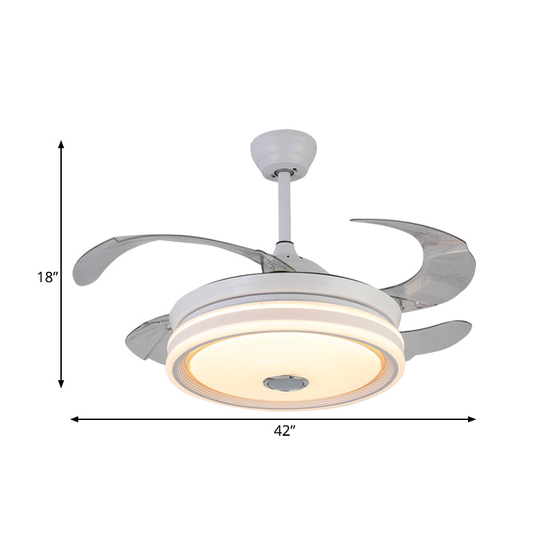 42" Wide White Round Hanging Fan Lamp Modern LED Bedroom Semi Flush Mount Lighting with 8 Blades, Remote Control/Frequency Conversion and Remote Control Clearhalo 'Ceiling Fans with Lights' 'Ceiling Fans' 'Modern Ceiling Fans' 'Modern' Lighting' 403222