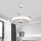 LED Ceiling Fan Lighting Simple Bedroom Semi Flush Light Fixture with Round Acrylic Shade in White with 4 Clear Blades, 42" W Clearhalo 'Ceiling Fans with Lights' 'Ceiling Fans' 'Modern Ceiling Fans' 'Modern' Lighting' 403294