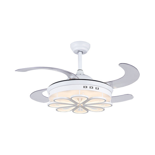 42" Width Modern Ring Ceiling Fan Lamp LED Acrylic Semi Flush Light Fixture in White with 4 Clear Blades for Living Room Clearhalo 'Ceiling Fans with Lights' 'Ceiling Fans' 'Modern Ceiling Fans' 'Modern' Lighting' 403305