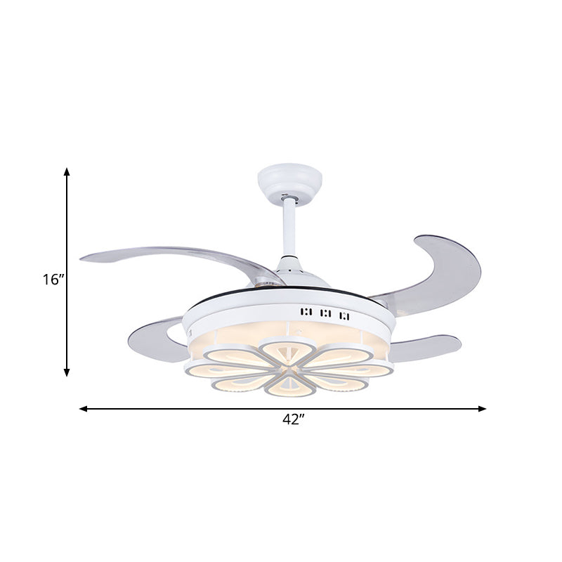 42" Width Modern Ring Ceiling Fan Lamp LED Acrylic Semi Flush Light Fixture in White with 4 Clear Blades for Living Room Clearhalo 'Ceiling Fans with Lights' 'Ceiling Fans' 'Modern Ceiling Fans' 'Modern' Lighting' 403307