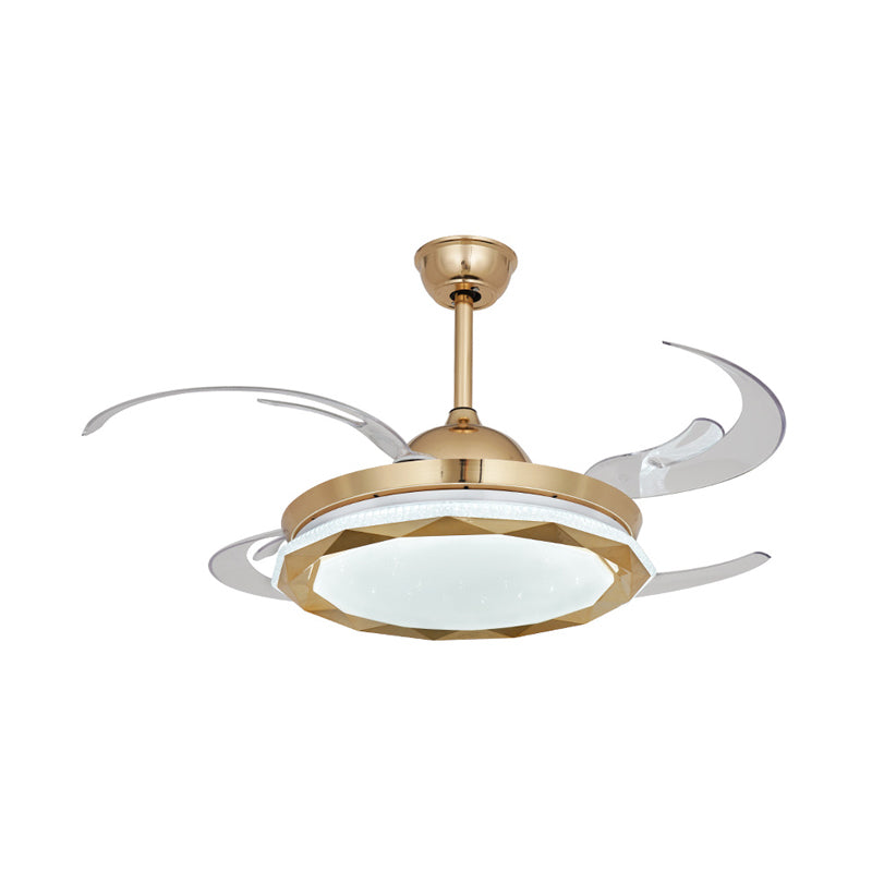 Circular Bedroom Hanging Fan Lighting Simplicity Acrylic LED Gold Semi Flush Mount Light with 8 Clear Blades, 42" Width Clearhalo 'Ceiling Fans with Lights' 'Ceiling Fans' 'Modern Ceiling Fans' 'Modern' Lighting' 403366