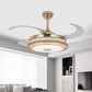 42" Wide LED Ring Fan Lamp Minimalist Gold Metal Semi Mount Lighting with 4 Blades for Bedroom, Remote/Wall Control/Remote and Wall Control Clearhalo 'Ceiling Fans with Lights' 'Ceiling Fans' 'Modern Ceiling Fans' 'Modern' Lighting' 403385