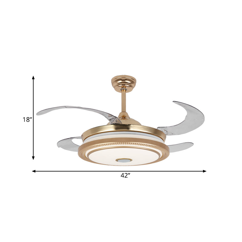 42" Wide LED Ring Fan Lamp Minimalist Gold Metal Semi Mount Lighting with 4 Blades for Bedroom, Remote/Wall Control/Remote and Wall Control Clearhalo 'Ceiling Fans with Lights' 'Ceiling Fans' 'Modern Ceiling Fans' 'Modern' Lighting' 403387