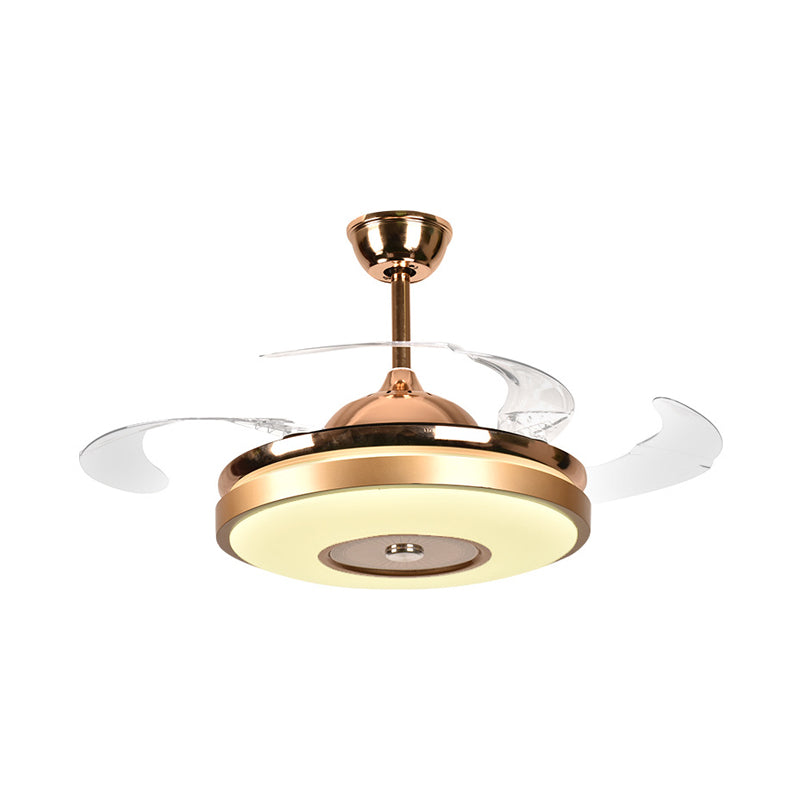 Ring Living Room Fan Lighting Simple Acrylic LED Gold Semi-Flush Mount Ceiling Light with 4 Clear Blades, 36"/42" Wide Clearhalo 'Ceiling Fans with Lights' 'Ceiling Fans' 'Modern Ceiling Fans' 'Modern' Lighting' 403391