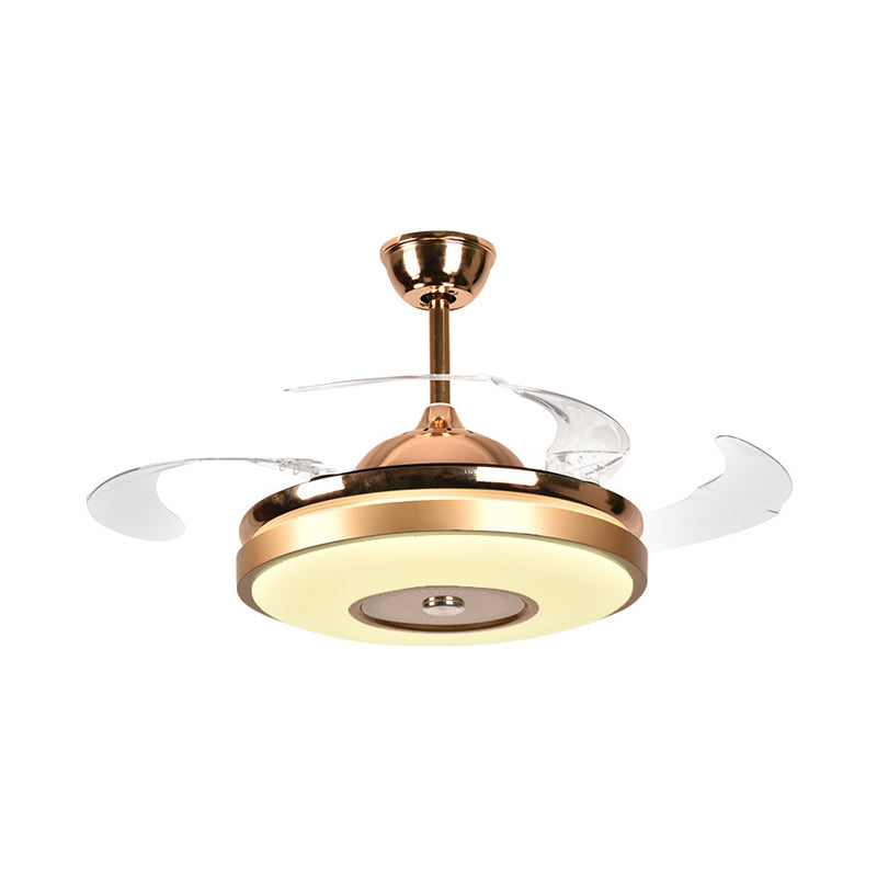 Ring Living Room Fan Lighting Simple Acrylic LED Gold Semi-Flush Mount Ceiling Light with 4 Clear Blades, 36"/42" Wide Clearhalo 'Ceiling Fans with Lights' 'Ceiling Fans' 'Modern Ceiling Fans' 'Modern' Lighting' 403391