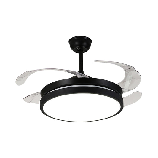 Contemporary Round Pendant Fan Lamp LED Metal 5 Clear Blades Semi Flush Light Fixture in Black for Living Room, 42" W Clearhalo 'Ceiling Fans with Lights' 'Ceiling Fans' 'Modern Ceiling Fans' 'Modern' Lighting' 403432