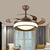 Coffee Round Hanging Fan Lamp Modernism Metal 42" W LED Living Room Semi Flush Light with 4 Brown Blades Coffee Clearhalo 'Ceiling Fans with Lights' 'Ceiling Fans' 'Modern Ceiling Fans' 'Modern' Lighting' 403471