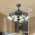 42" W 8-Light Fan Lamp Simplicity Bedroom 4 Blades Semi Flush Light Fixture with Globe Clear Glass Shade in Dark Green, Remote Control/Remote and Wall Control/Frequency Conversion and Remote Control Dark Green Clearhalo 'Ceiling Fans with Lights' 'Ceiling Fans' 'Modern Ceiling Fans' 'Modern' Lighting' 403486