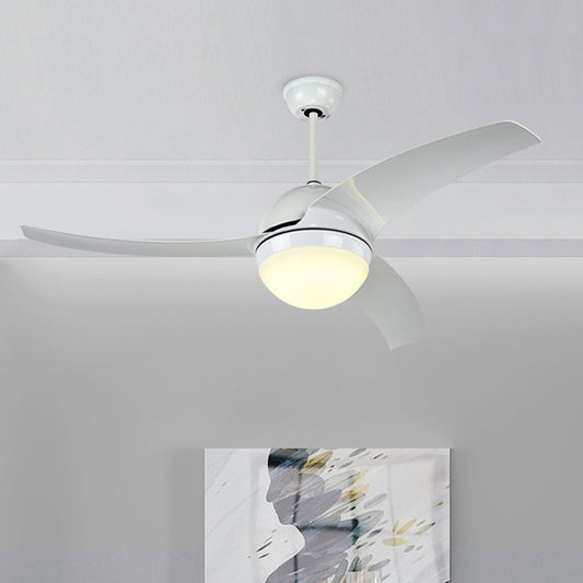 Round Kitchen Ceiling Fan Lighting Acrylic LED White Semi Flush Mount Light Fixture with 3 Blades, 52" W Clearhalo 'Ceiling Fans with Lights' 'Ceiling Fans' 'Modern Ceiling Fans' 'Modern' Lighting' 403492