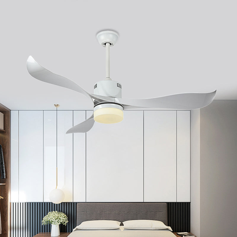 White Circular Hanging Fan Light Contemporary Metal LED Living Room Semi Flush Mount Ceiling Fixture with 3 Blades, 52" Wide Clearhalo 'Ceiling Fans with Lights' 'Ceiling Fans' 'Modern Ceiling Fans' 'Modern' Lighting' 403498