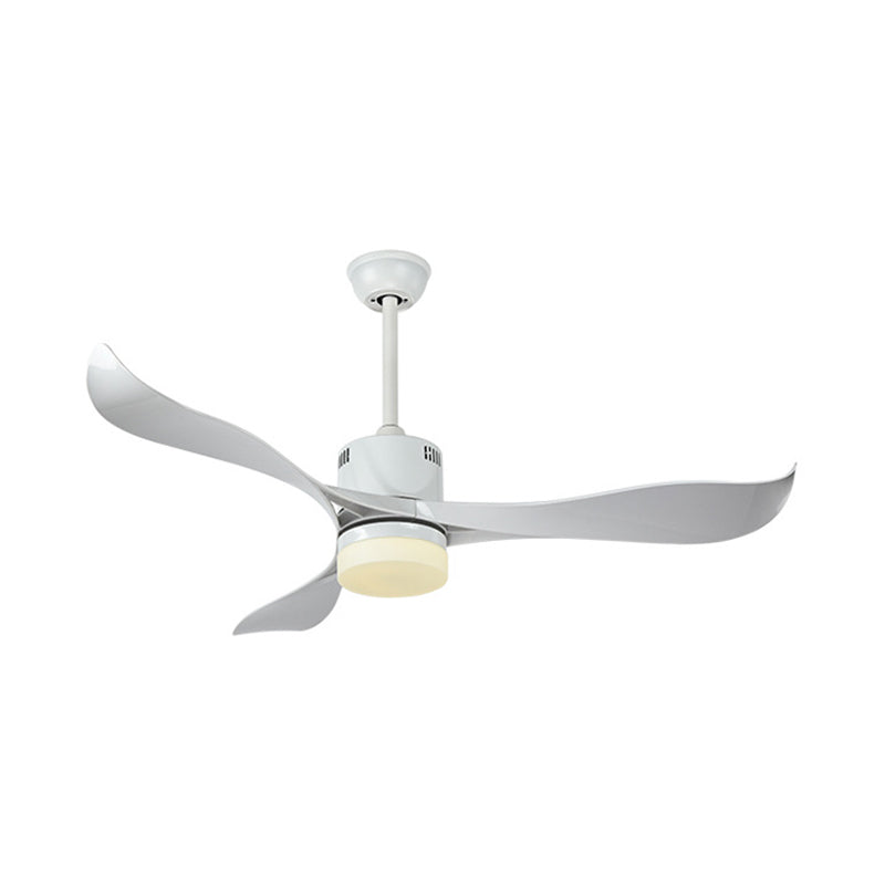 White Circular Hanging Fan Light Contemporary Metal LED Living Room Semi Flush Mount Ceiling Fixture with 3 Blades, 52" Wide Clearhalo 'Ceiling Fans with Lights' 'Ceiling Fans' 'Modern Ceiling Fans' 'Modern' Lighting' 403499