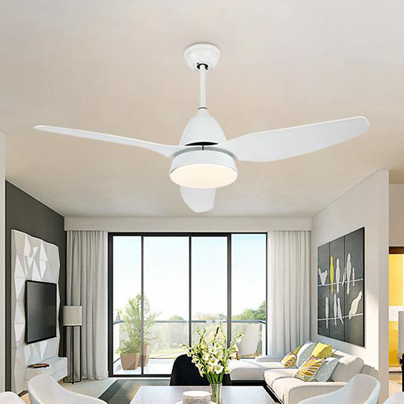 50" W LED Fan Lighting Modern Style Living Room Semi-Flush Ceiling Light with Circle Acrylic Shade in White, 3 Blades White Clearhalo 'Ceiling Fans with Lights' 'Ceiling Fans' 'Modern Ceiling Fans' 'Modern' Lighting' 403501