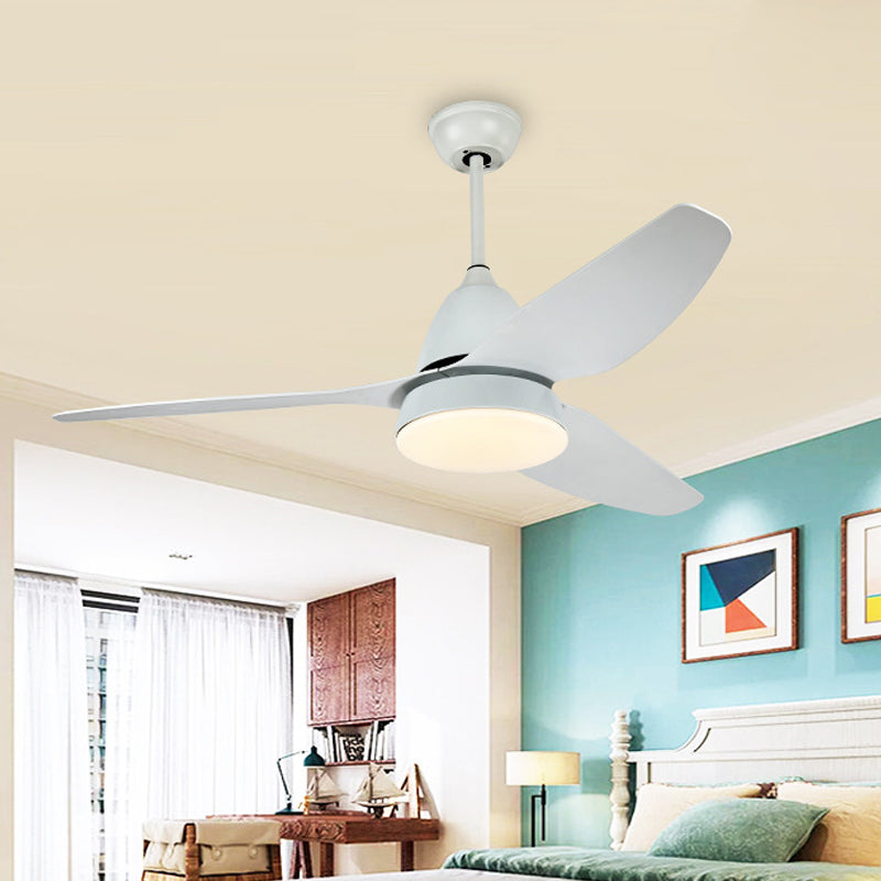 50" W LED Fan Lighting Modern Style Living Room Semi-Flush Ceiling Light with Circle Acrylic Shade in White, 3 Blades Clearhalo 'Ceiling Fans with Lights' 'Ceiling Fans' 'Modern Ceiling Fans' 'Modern' Lighting' 403502