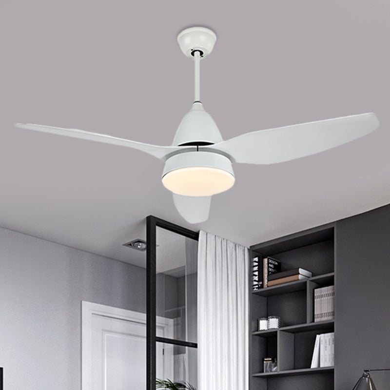 50" W LED Fan Lighting Modern Style Living Room Semi-Flush Ceiling Light with Circle Acrylic Shade in White, 3 Blades Clearhalo 'Ceiling Fans with Lights' 'Ceiling Fans' 'Modern Ceiling Fans' 'Modern' Lighting' 403503