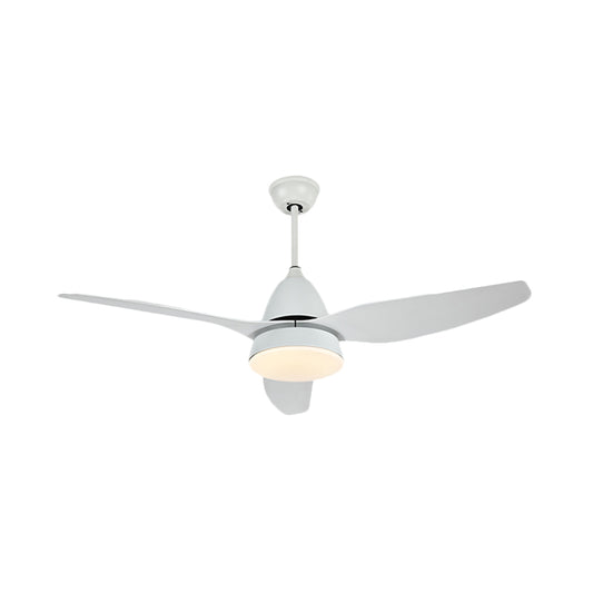 50" W LED Fan Lighting Modern Style Living Room Semi-Flush Ceiling Light with Circle Acrylic Shade in White, 3 Blades Clearhalo 'Ceiling Fans with Lights' 'Ceiling Fans' 'Modern Ceiling Fans' 'Modern' Lighting' 403504