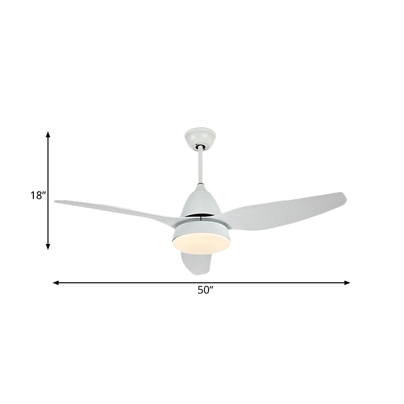 50" W LED Fan Lighting Modern Style Living Room Semi-Flush Ceiling Light with Circle Acrylic Shade in White, 3 Blades Clearhalo 'Ceiling Fans with Lights' 'Ceiling Fans' 'Modern Ceiling Fans' 'Modern' Lighting' 403505