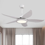 48" Width White LED Semi-Flush Mount Contemporary Metal Circular Hanging Fan Lighting for Living Room, 8 Blades Clearhalo 'Ceiling Fans with Lights' 'Ceiling Fans' 'Modern Ceiling Fans' 'Modern' Lighting' 403512