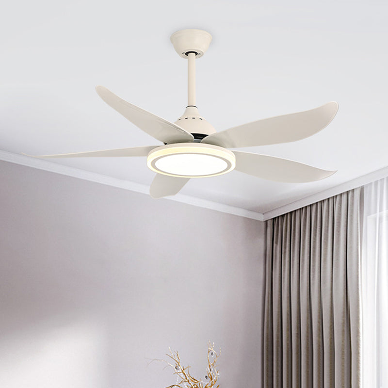 48" Width White LED Semi-Flush Mount Contemporary Metal Circular Hanging Fan Lighting for Living Room, 8 Blades Clearhalo 'Ceiling Fans with Lights' 'Ceiling Fans' 'Modern Ceiling Fans' 'Modern' Lighting' 403513