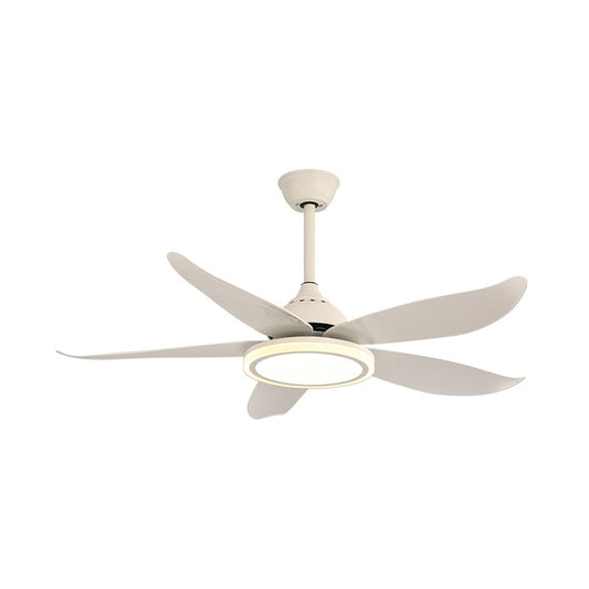48" Width White LED Semi-Flush Mount Contemporary Metal Circular Hanging Fan Lighting for Living Room, 8 Blades Clearhalo 'Ceiling Fans with Lights' 'Ceiling Fans' 'Modern Ceiling Fans' 'Modern' Lighting' 403514