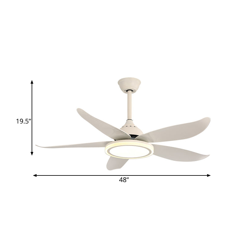 48" Width White LED Semi-Flush Mount Contemporary Metal Circular Hanging Fan Lighting for Living Room, 8 Blades Clearhalo 'Ceiling Fans with Lights' 'Ceiling Fans' 'Modern Ceiling Fans' 'Modern' Lighting' 403515