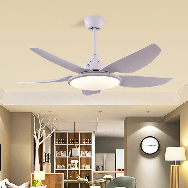 Modern Round Fan Lamp LED Acrylic 5 Blades Semi-Flush Ceiling Light in White for Living Room, 44" Wide White Clearhalo 'Ceiling Fans with Lights' 'Ceiling Fans' 'Modern Ceiling Fans' 'Modern' Lighting' 403521