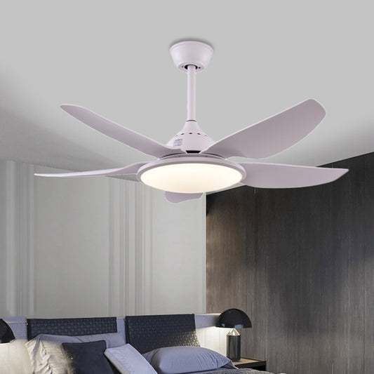 Modern Round Fan Lamp LED Acrylic 5 Blades Semi-Flush Ceiling Light in White for Living Room, 44" Wide Clearhalo 'Ceiling Fans with Lights' 'Ceiling Fans' 'Modern Ceiling Fans' 'Modern' Lighting' 403522
