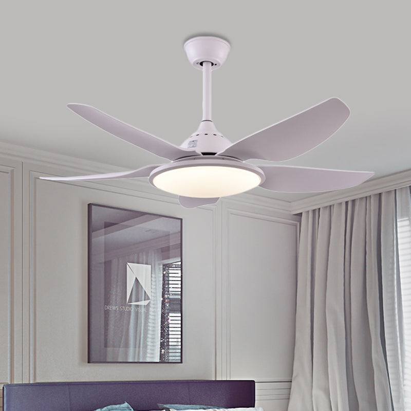 Modern Round Fan Lamp LED Acrylic 5 Blades Semi-Flush Ceiling Light in White for Living Room, 44" Wide Clearhalo 'Ceiling Fans with Lights' 'Ceiling Fans' 'Modern Ceiling Fans' 'Modern' Lighting' 403523