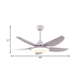 Modern Round Fan Lamp LED Acrylic 5 Blades Semi-Flush Ceiling Light in White for Living Room, 44" Wide Clearhalo 'Ceiling Fans with Lights' 'Ceiling Fans' 'Modern Ceiling Fans' 'Modern' Lighting' 403525