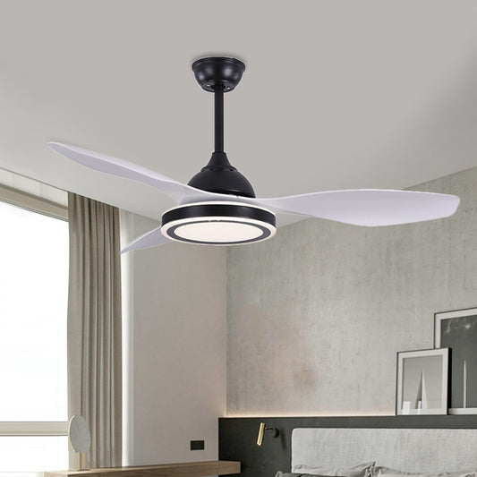 48" Wide LED Circular Ceiling Fan Light Modern Black Acrylic Semi Flush Mount Lighting for Living Room, 3 Blades Black Clearhalo 'Ceiling Fans with Lights' 'Ceiling Fans' 'Modern Ceiling Fans' 'Modern' Lighting' 403526