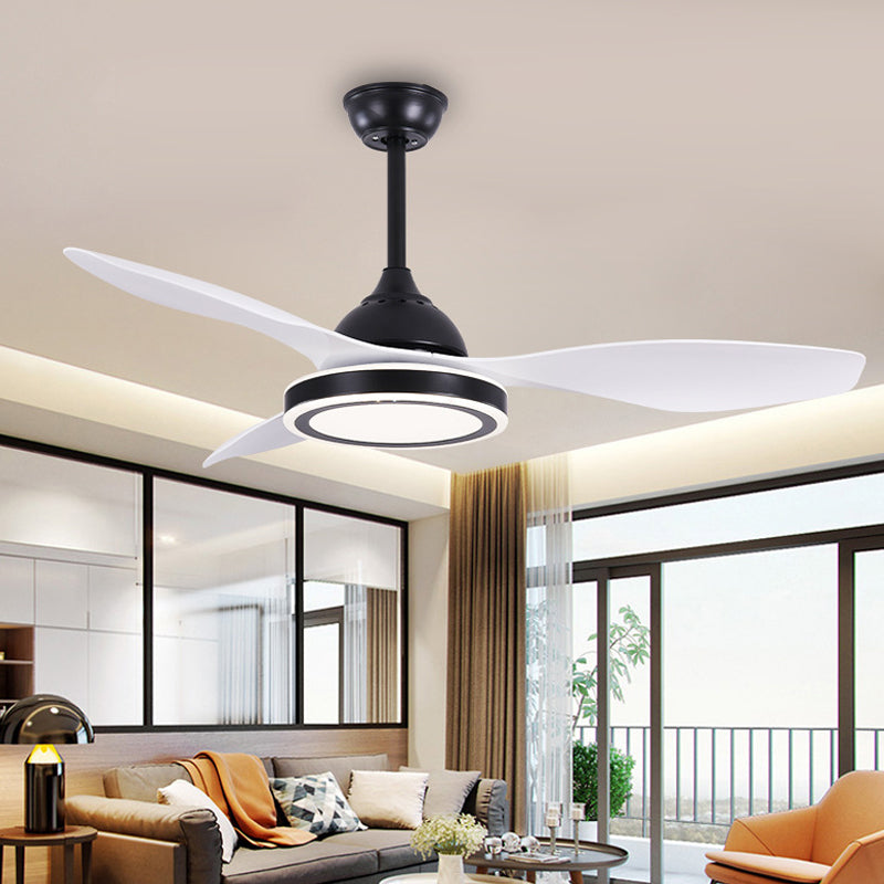 48" Wide LED Circular Ceiling Fan Light Modern Black Acrylic Semi Flush Mount Lighting for Living Room, 3 Blades Clearhalo 'Ceiling Fans with Lights' 'Ceiling Fans' 'Modern Ceiling Fans' 'Modern' Lighting' 403527