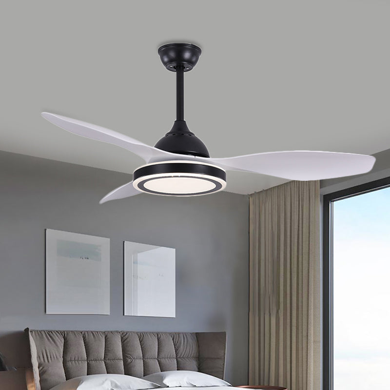 48" Wide LED Circular Ceiling Fan Light Modern Black Acrylic Semi Flush Mount Lighting for Living Room, 3 Blades Clearhalo 'Ceiling Fans with Lights' 'Ceiling Fans' 'Modern Ceiling Fans' 'Modern' Lighting' 403528