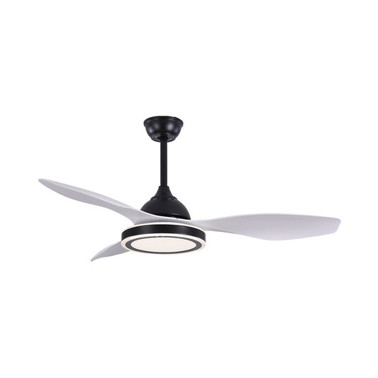 48" Wide LED Circular Ceiling Fan Light Modern Black Acrylic Semi Flush Mount Lighting for Living Room, 3 Blades Clearhalo 'Ceiling Fans with Lights' 'Ceiling Fans' 'Modern Ceiling Fans' 'Modern' Lighting' 403529