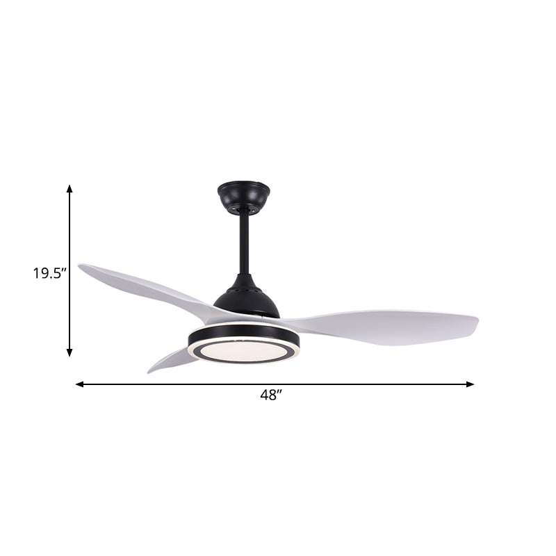 48" Wide LED Circular Ceiling Fan Light Modern Black Acrylic Semi Flush Mount Lighting for Living Room, 3 Blades Clearhalo 'Ceiling Fans with Lights' 'Ceiling Fans' 'Modern Ceiling Fans' 'Modern' Lighting' 403530