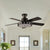 Round Metal Hanging Fan Lighting Retro Dining Room LED Semi Flush Ceiling Lamp in Black with 5 Blades, 32" Wide Black Clearhalo 'Ceiling Fans with Lights' 'Ceiling Fans' Lighting' 403559