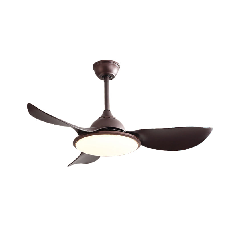 Brown Ring Semi Flush Ceiling Lamp Vintage Iron Living Room LED Hanging Fan Light with 3 ABS Blades, 42" Wide Clearhalo 'Ceiling Fans with Lights' 'Ceiling Fans' Lighting' 403576