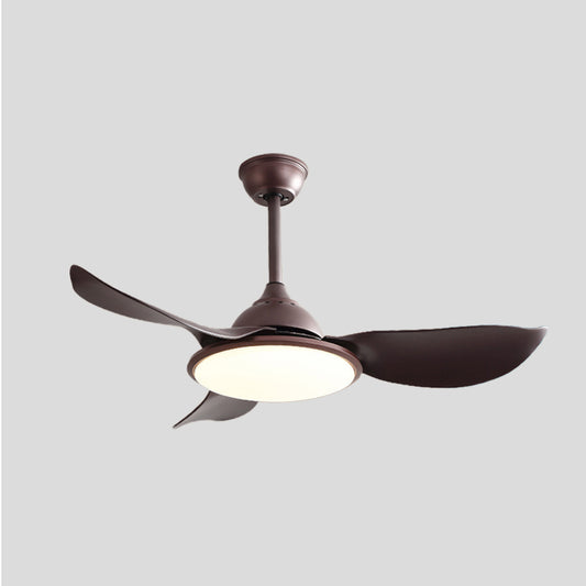 Brown Ring Semi Flush Ceiling Lamp Vintage Iron Living Room LED Hanging Fan Light with 3 ABS Blades, 42" Wide Clearhalo 'Ceiling Fans with Lights' 'Ceiling Fans' Lighting' 403577