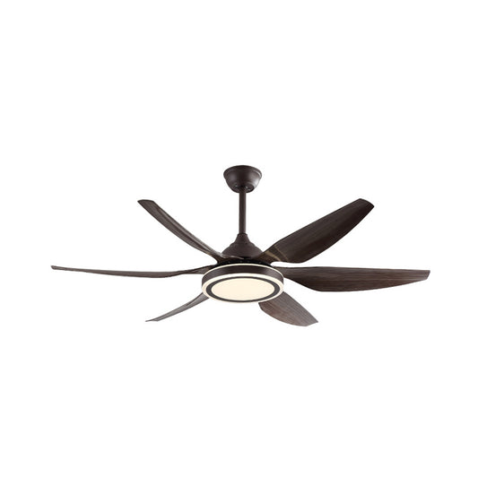Metal Circle Hanging Fan Lamp Retro Living Room 6 Blades LED Semi Flushmount in Dark Coffee, 55.5" W Clearhalo 'Ceiling Fans with Lights' 'Ceiling Fans' Lighting' 403587