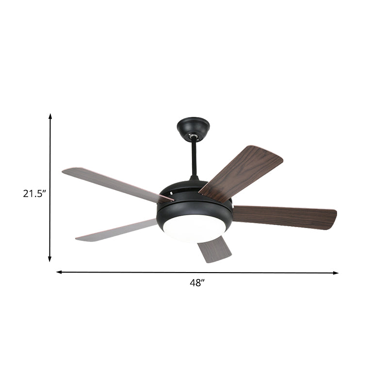 Metal Coffee Semi Flush Light Fixture Dome 48" W LED Antiqued Pendant Fan Lamp in 3 Color Light with/without Frequency Conversion, 5 Blades Clearhalo 'Ceiling Fans with Lights' 'Ceiling Fans' Lighting' 403598