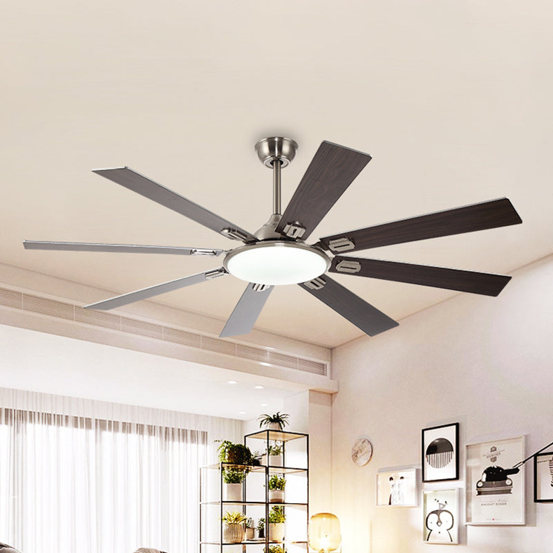 Circular Dining Room Semi Flushmount Traditional Acrylic 60" Wide LED Coffee Hanging Ceiling Fan Light with 8 Blades Clearhalo 'Ceiling Fans with Lights' 'Ceiling Fans' Lighting' 403601