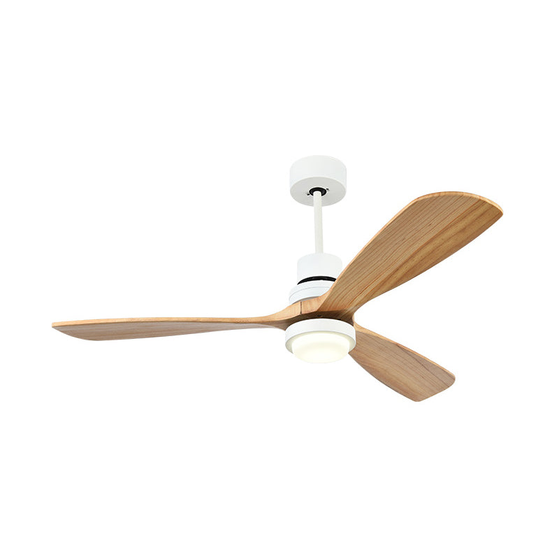 Acrylic Ring Ceiling Fan Light Simplicity 52" W LED Living Room Semi Mount Lighting in White with 3 Wood Blades Clearhalo 'Ceiling Fans with Lights' 'Ceiling Fans' 'Modern Ceiling Fans' 'Modern' Lighting' 403615