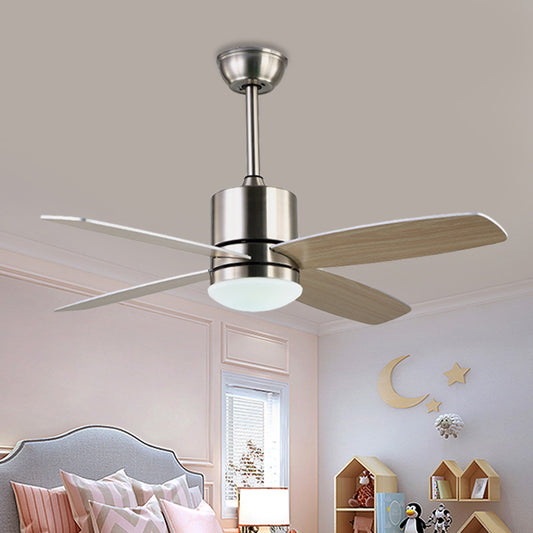 Nickle LED Hanging Fan Light Modernist Acrylic Circle 4 Wood Blades Semi Flush Mount Lighting for Living Room, 42" W Clearhalo 'Ceiling Fans with Lights' 'Ceiling Fans' 'Modern Ceiling Fans' 'Modern' Lighting' 403624