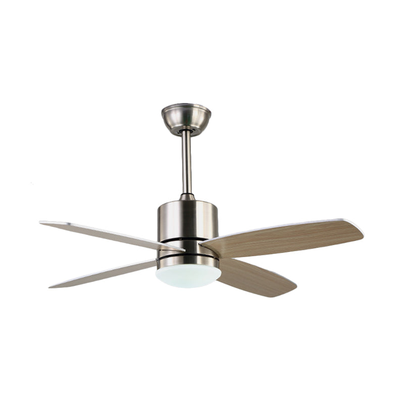 Nickle LED Hanging Fan Light Modernist Acrylic Circle 4 Wood Blades Semi Flush Mount Lighting for Living Room, 42" W Clearhalo 'Ceiling Fans with Lights' 'Ceiling Fans' 'Modern Ceiling Fans' 'Modern' Lighting' 403625